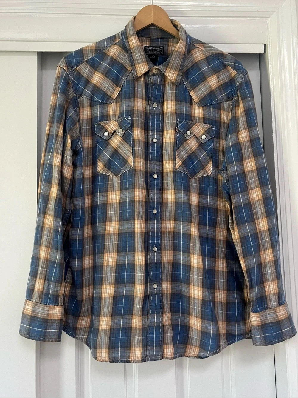 Polo Jeans Company Ralph Lauren Western Pearl Snap Plaid Shirt. Sz large